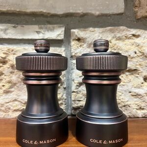 NIB Cole & Mason Horton bronze salt and pepper mills 4”